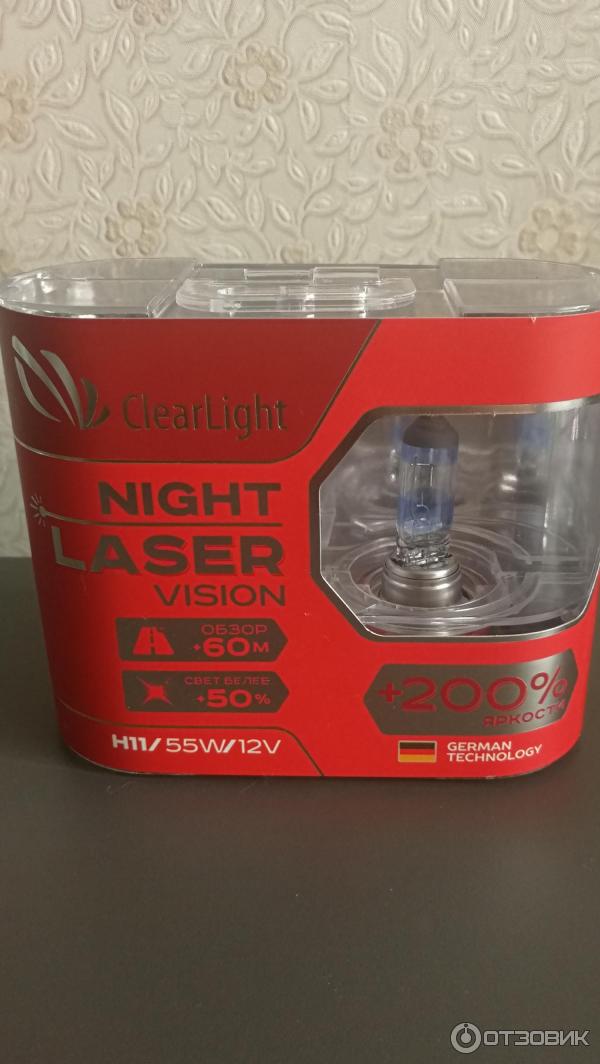 Лампа автомобильная галогенная Clearlight Night Laser Vision +200% Light фото