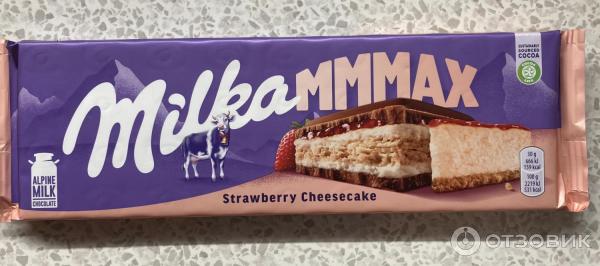 Шоколад молочный Milka MMMAX с начинкой клубничного чизкейка фото