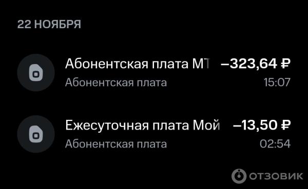 Абонентская плата списанная во время подключения