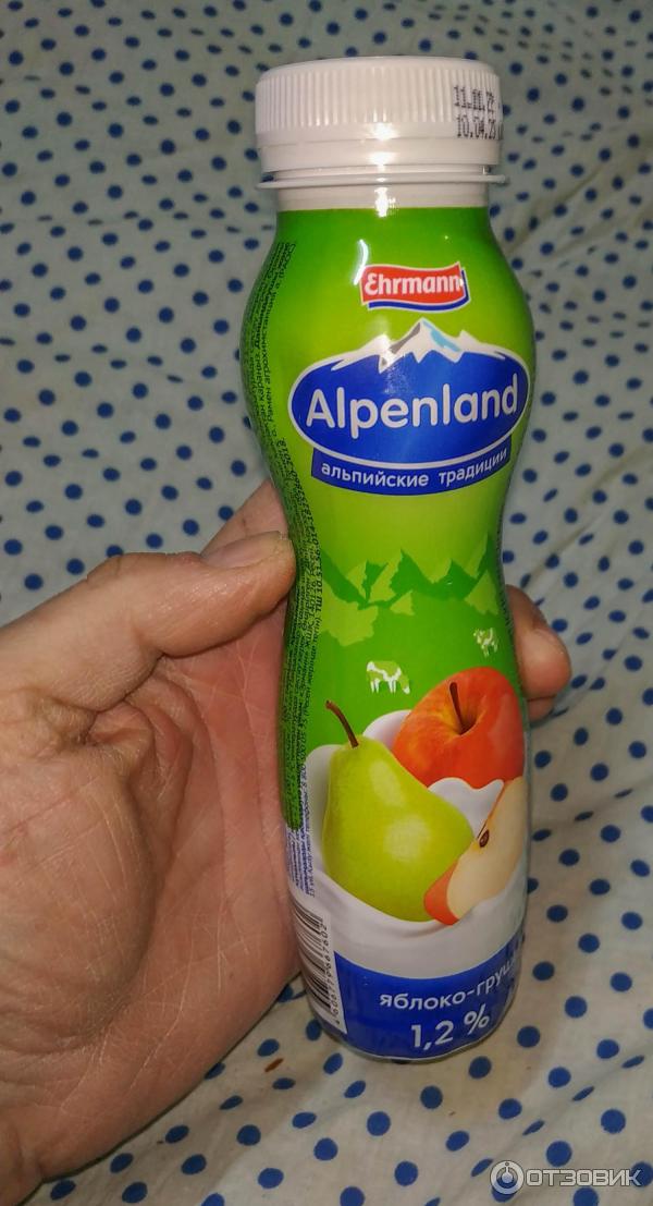 Йогуртный напиток Ehrmann Alpenland со вкусом яблоко и груша фото