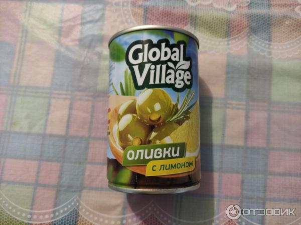 Оливки зеленые Global Village с лимоном фото