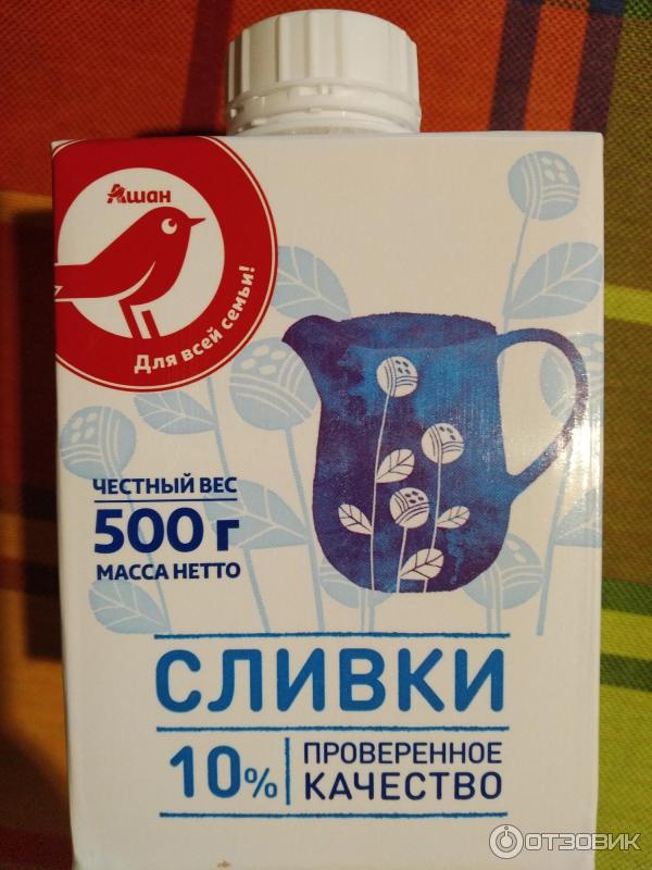 Сливки Ашан 10% фото