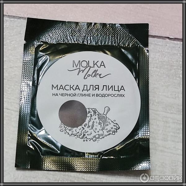 Маска для лица MolkaMolka от черных точек, угрей, прыщей на черной глине и ламинарии фото