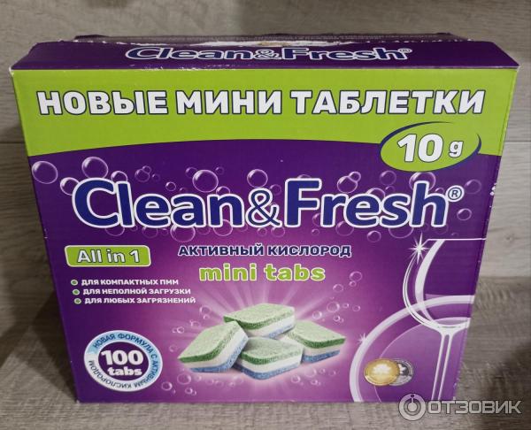 Таблетки для посудомоечных машин Clean&Fresh Mini Tabs All in 1 фото