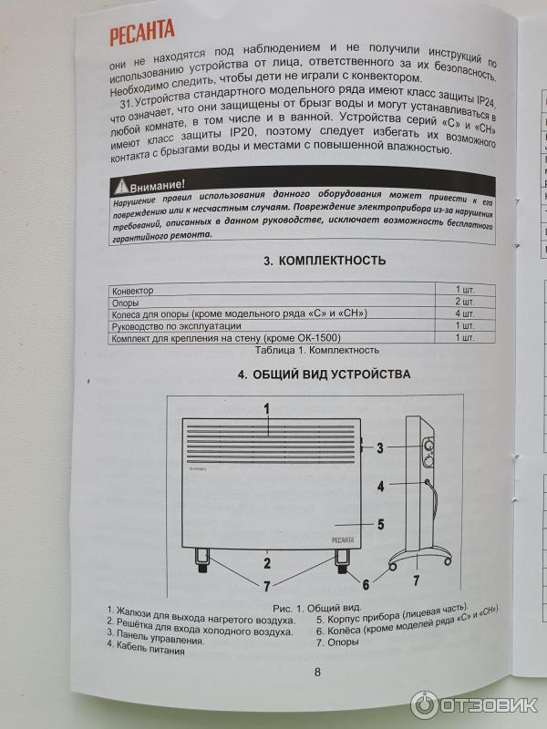 Конвектор электрический Ресанта ОК- 1500 фото