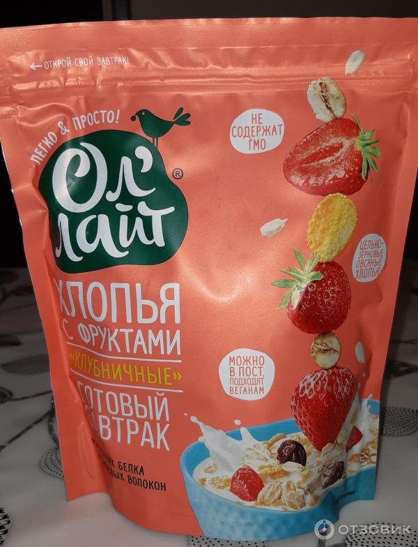 Отзыв о Сухой завтрак Ол'Лайт "Хлопья с фруктами" клубничные | Вкусный ...