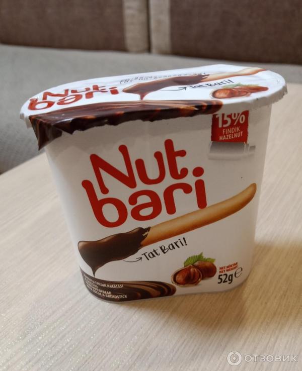 Набор Nut bari паста из фундука и какао с хлебными палочками фото