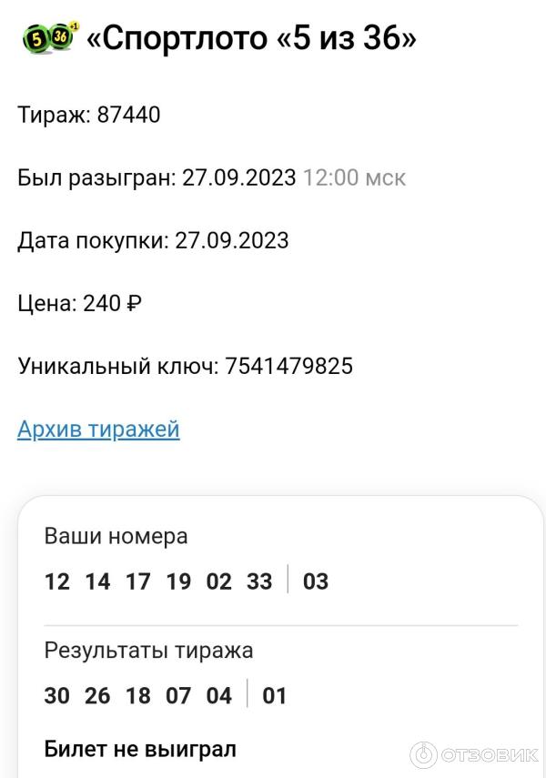 Архив тиражей 5 из 36 2024 года