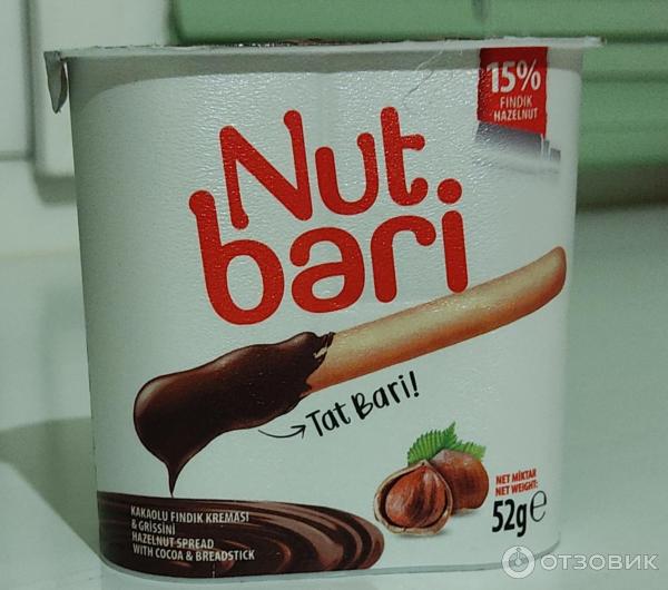 Набор Nut bari паста из фундука и какао с хлебными палочками фото